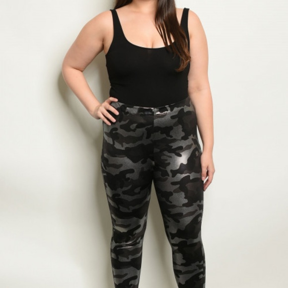 METALLIC BLACK & SILVER LEGGINGS - Picture 2 of 4